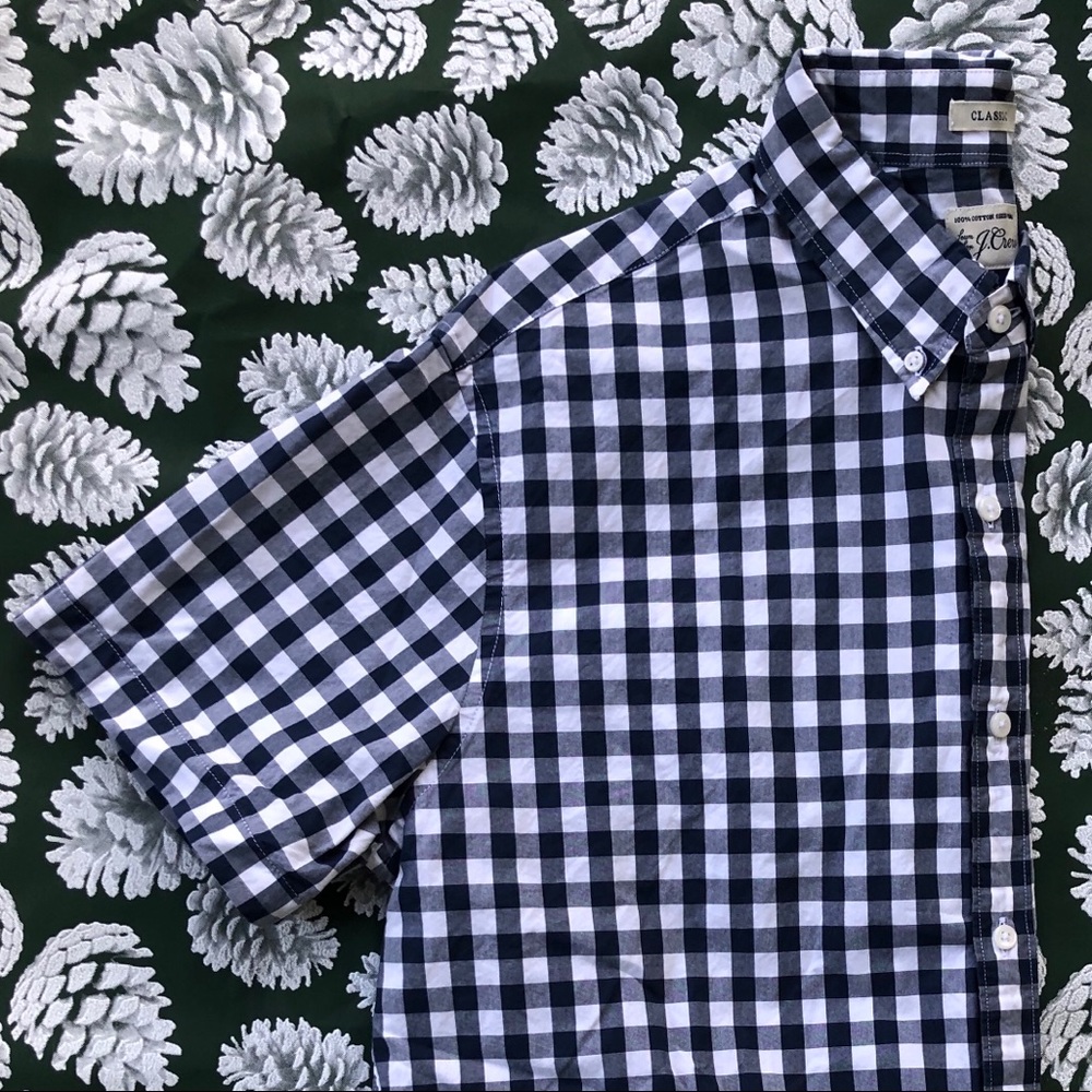 Men’s navy short sleeved j crew dress shirt